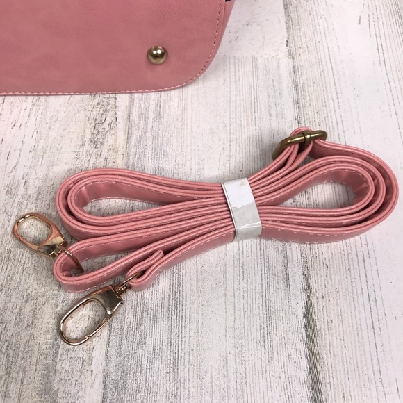 pink leather double handle satchel - Picture 4 of 10
